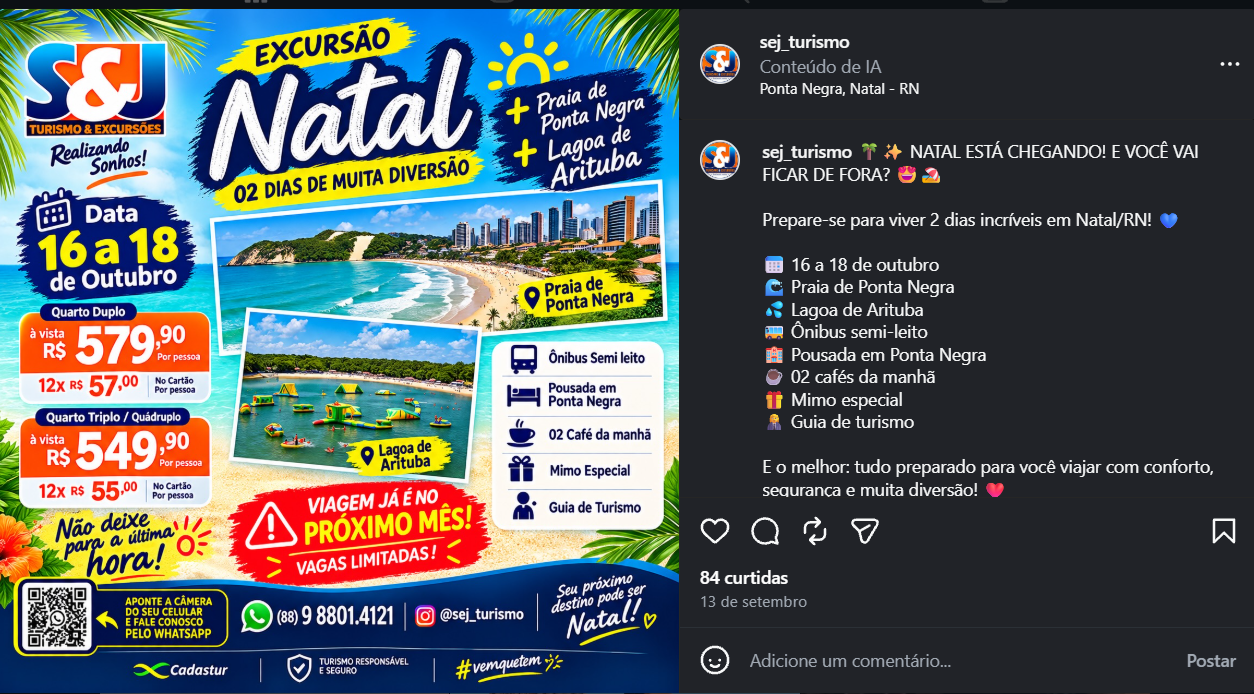 Arte de divulgação da viagem Natal