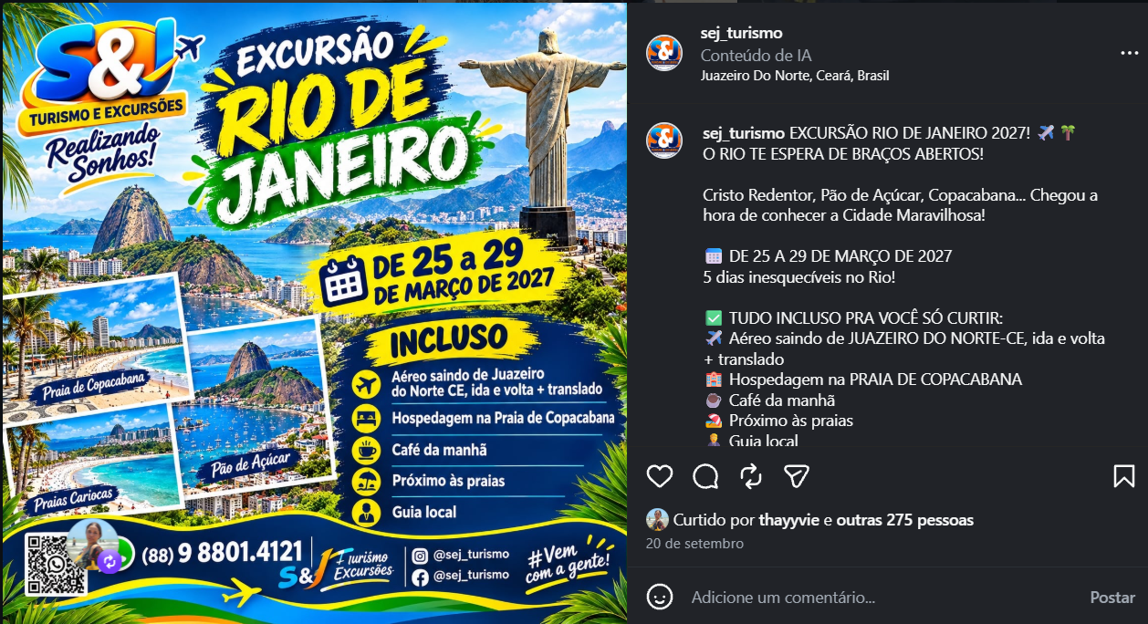 Arte de divulgação da viagem Rio de Janeiro